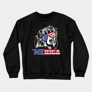 Proud Australian Shepherd American Flag patriotic merica dog Crewneck Sweatshirt